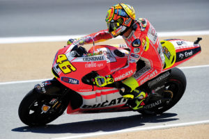 Rossi is unable to drive the Ducati
